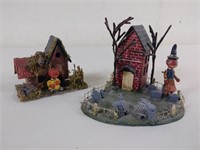 2pc OOAK Putz Style Miniature Halloween House