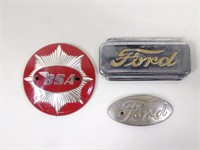3pc Vtg Ford Auto & BSA Motorcycle Emblems
