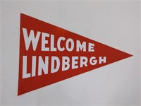 Vtg 1927 Welcome LIndbergh Banner Pennant