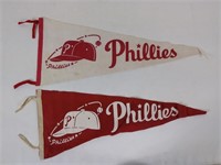2pc Vtg 1950-60's Phila Phillies Pennants