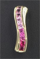 10kt Gold Pink Sapphire & Ruby Graduated Pendant