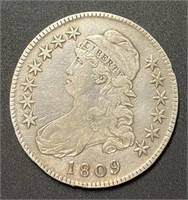 1809 Capped Bust Silver Half Dollar *Scarce Grade