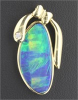 14kt Gold Beautiful Blue Opal Pendant