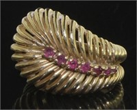 14kt Gold Large Natural Ruby Wave Ring *Heavy