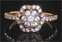 Beautiful Rose Toned White Topaz Cluster Ring