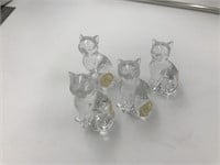 Lot of 4 Lennox leaded crystal cat figurines about