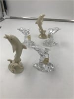 Lot of 5 Lennox dolphin figurines, 2 are leaded cr