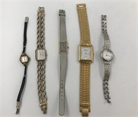 Box lot with 5 vintage lady's wrist watches