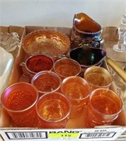 TRAY OF MISC CARNIVAL GLASS,