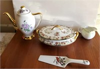 TRAY OF ORIENTAL DISHES, CUPS, MISC