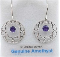 Sterling Silver 5mm genuine Amethyst Briolette