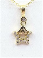 10kt. Yellow Gold CZ "Star" Pendant with Sterling