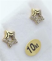 10kt. Yellow Gold CZ "Star" Earrings,