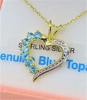 Sterling Silver Yellow Gold plated genuine Blue