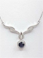 Sterling Silver 6mm genuine Sapphire (0.95cts) &