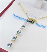 10kt. Yellow Gold genuine Blue Topaz Pendant with