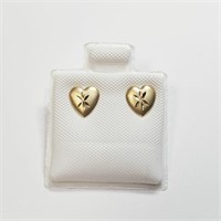 14K Yellow Gold Heart Shape  Earrings,