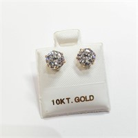 10K Yellow Gold Cz 6.5Mm  Earrings,