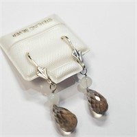 Silver Smokey Quartz(4ct)  Earrings,