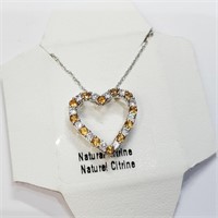 Silver Natural Citrine 20" Necklace,