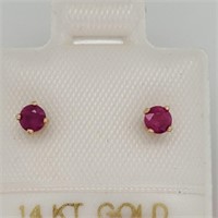 14K Yellow Gold Ruby  Earrings,