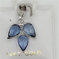 14K White Gold Sapphire(2.5ct) Diamond(0.08Ct)
