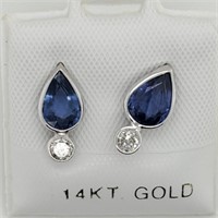 14K White Gold Sapphire(1.8ct) Diamond(0.17Ct)