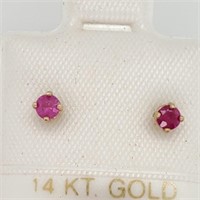14K Yellow Gold Ruby(0.52ct) Earrings,