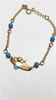 K Silver Blue Turquoise Gold Plated Bracelet