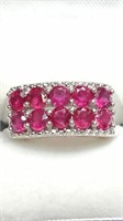 Silver Ruby Ring (~Size 7) (~weight 4.2g),