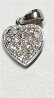 Silver Cubic Zirconia Heart Shaped Pendant,