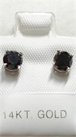 14K White Gold Black Diamond(1.03Ct) Earrings