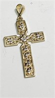 Silver Gold Plated Cross Shaped Pendant,