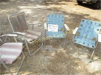 4pc Vintage Aluminum Floding Lawn Chairs