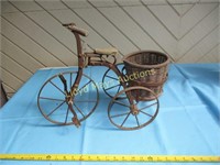 Vintage Wrought Metal & Wood Tricycle Planter