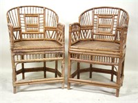PAIR OF 1970'S VINTAGE CHINOISERIE RATTAN CHAIRS