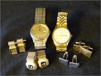 2 Men's Watches & 4 Sets of Cufflinks