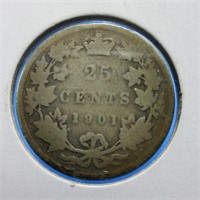 1901 QUEEN VICTORIA 25 SILVER COIN