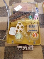 Suitcase W/Vintage Advertising Items, Egg Carton