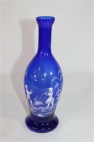Fenton? Hand Painted Cobalt Blue Vase