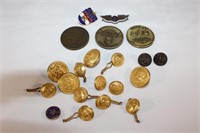 Vintage Lot of Military Buttons, Challenge Coins