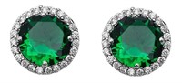 Round 4.00 ct Emerald Solitaire Earrings
