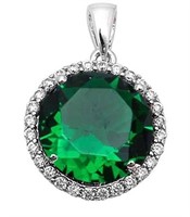 Round 3.50 ct Emerald Solitaire Pendant