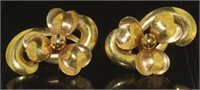 10kt Gold Antique Large Flower Earrings