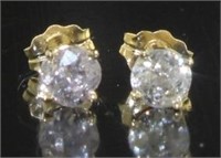 14kt Gold Antique 3/4 ct Old Mine Cut Earrings