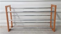 EXPANDABLE WOOD & CHROME SHOE RACK