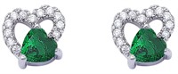 Beautiful Emerald & White Topaz Heart Earrings
