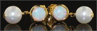 Beautiful White Opal & Pearl Dangle Earrings