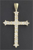 10kt Gold 1.00 ct Diamond Cross Pendant