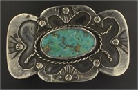 Vintage Natural Turquoise Sterling Silver Buckle